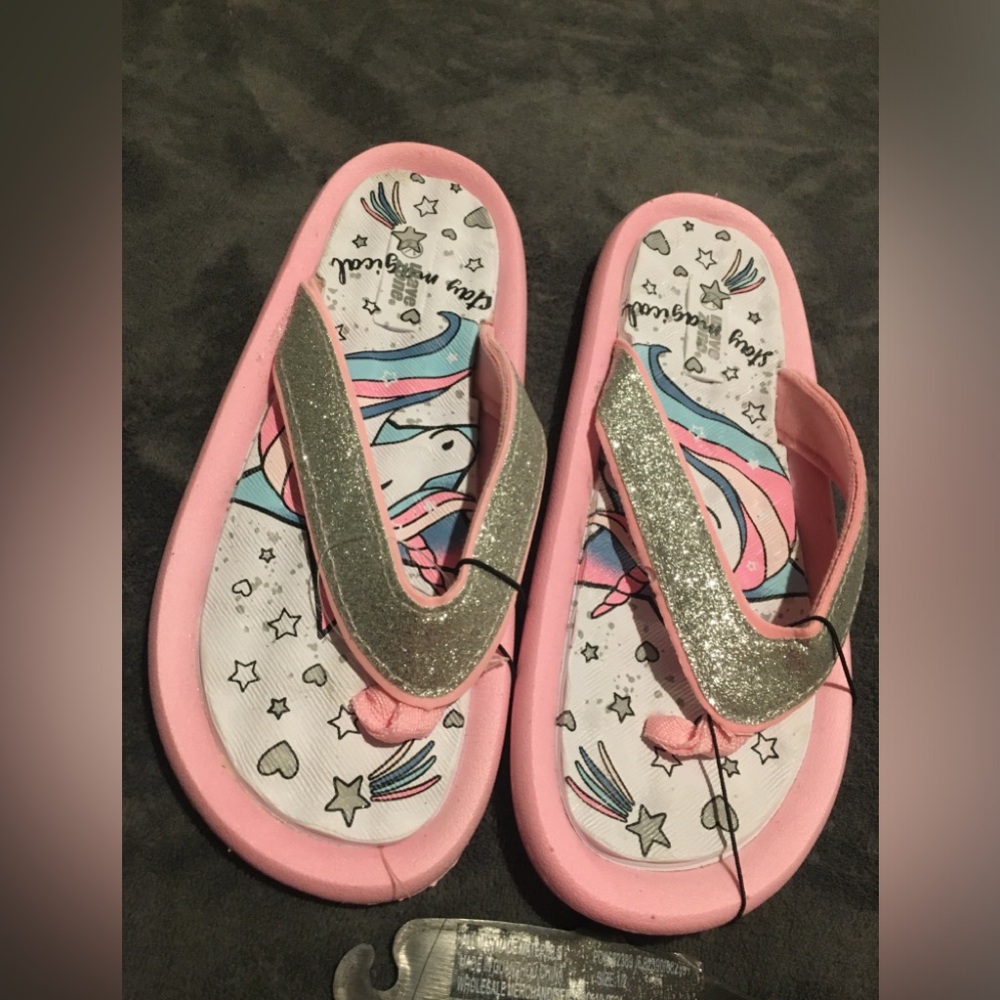 Kids Glittery Pink Flip Flops